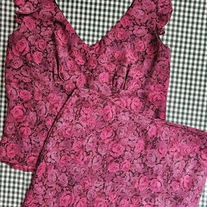 *SOLD* Vintage Y2K 00s Express 2pc co-ord chiffon camisole slip skirt pink rose